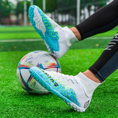 1 paire de chaussures de football pour hommes, résistantes à l'usure, antidérapantes, avec crampons longs et courts, idéales pour les matchs sur gazon extérieur, pour étudiants et adultes