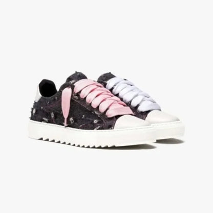 Baskets en toile peinte de style britannique, marque de luxe, pour hommes et femmes, motif à pois, chaussures de sport tendance pour tous les jours.