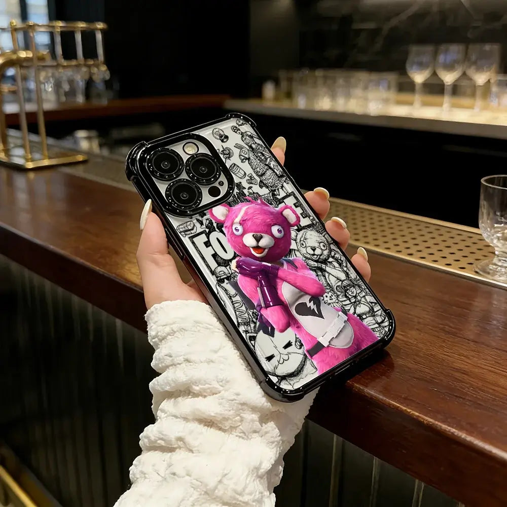 Battle Royales Fortnites-belagt telefoncover til iPhone 17 17e 16e 16 15 14 13 12 11 Pro Max X XR XSMax 7 8 Mini Air Plus Airabag