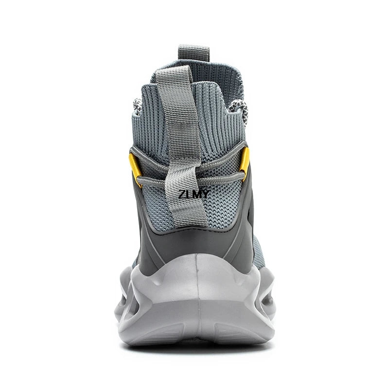 Zapatillas de seguridad transpirables para hombre con puntera de acero, resistentes a perforaciones, botas de trabajo ligeras de caña alta, calzado de seguridad anti-punzadas, nuevo