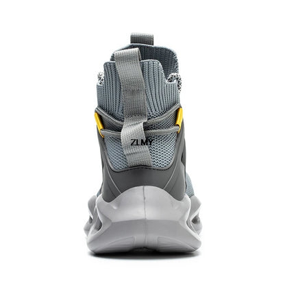 Zapatillas de seguridad transpirables para hombre con puntera de acero, resistentes a perforaciones, botas de trabajo ligeras de caña alta, calzado de seguridad anti-punzadas, nuevo
