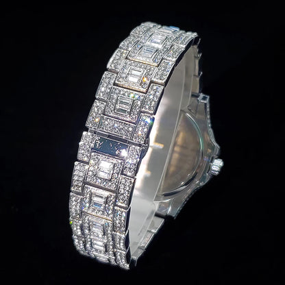 Men's Gold Quartz Watches Calendar Week Display Diamond Watch For Man Dropshipping