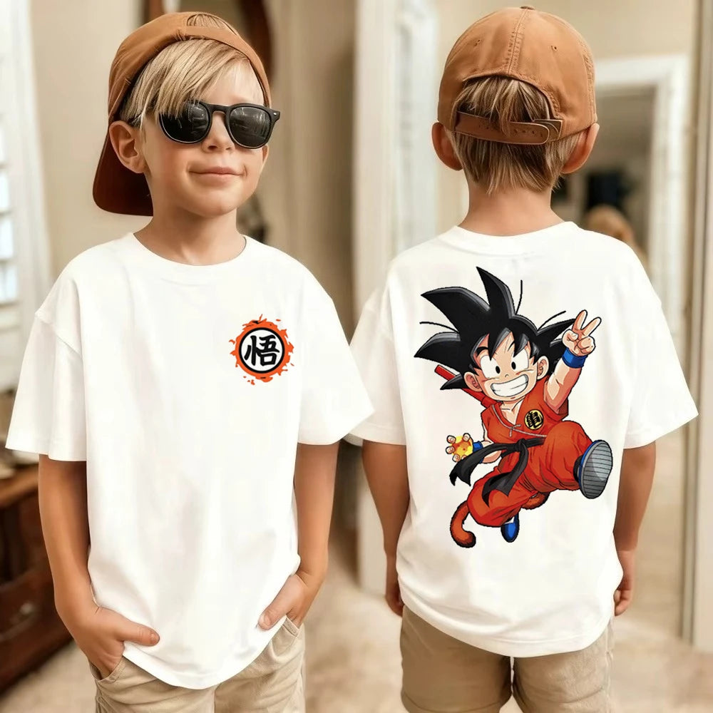 Anime Dragon Ball Cosplay T-Shirt Cotton Short Sleeve Tops Casual Loose Retro T-Shirt Men Women Family Matching Summer Outfits