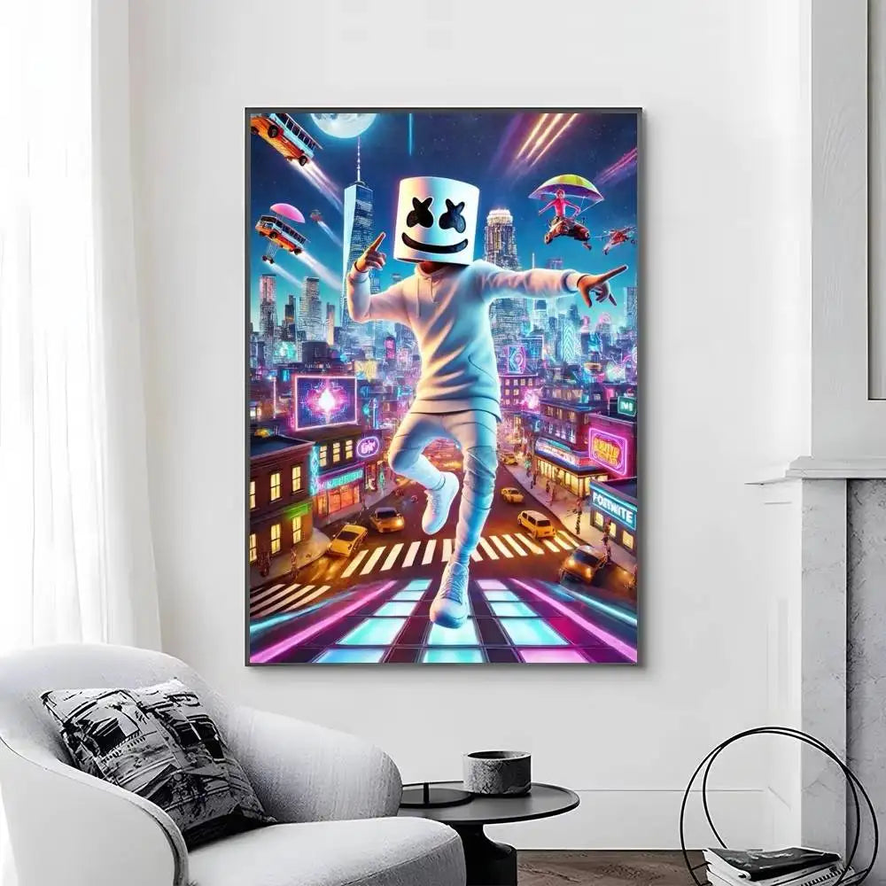 Posters Game-F-F-Fortnites autocolantes e impermeáveis, ideais para decoração de sala de estar, quarto ou bar