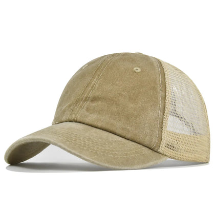 Custom Logo Blank Baseball Cap For Men Summer Breathable Mesh Hat Women Vintage Washed Distressed Trucker Sun Hats