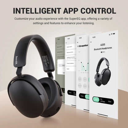 Oneodio SuperEQ A200 kabellose Bluetooth 5.4 ANC-Kopfhörer – Over-Ear-Noise-Cancelling-Headset mit ENC-Mikrofon, Hi-Res Audio & App-Steuerung