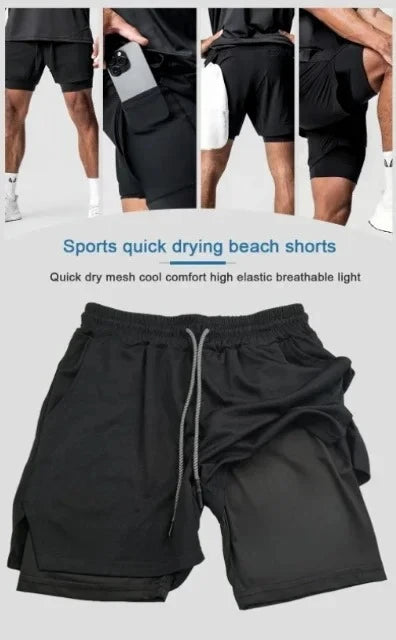 2026 Summer Dragon Ball Super Goku Ultra Instinct Retro Gym Men's Double Layer 2-in-1 Shorts Oversized Print Fitness Streetwear