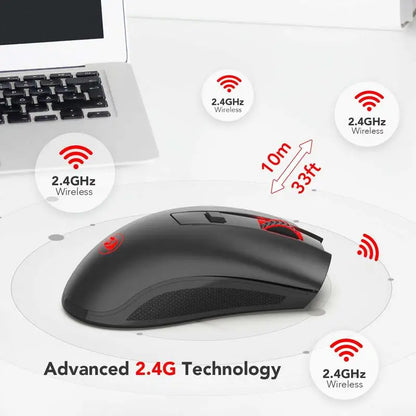 Rato sem fios Redragon M652 Optical 2.4G com recetor USB, rato portátil para gaming e escritório, 5 níveis de DPI ajustáveis