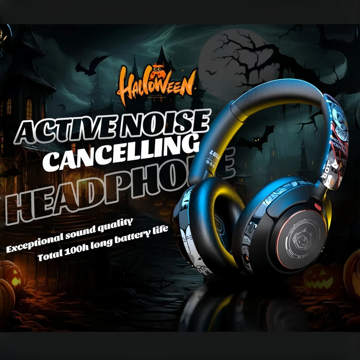 ANC hybride suppression Active du bruit sans fil Bluetooth 5.4 casque avec micro sur l'oreille jeux casque avec Hifi basses profondes