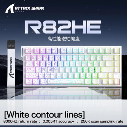 Tastiera gaming magnetica cablata ATTACK SHARK R82 HE 75% RGB 8000Hz Rapid Trigger, attuazione 0.005mm