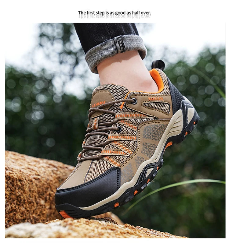 Marken-Wanderschuhe für Herren, atmungsaktive Mesh-Reiseschuhe, wasserdichte Outdoor-Schuhe für Jagd und Angeln, Berg-, Offroad-, Reit- und Sportschuhe