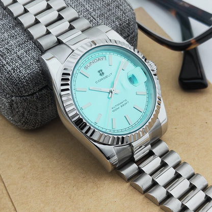 Luxuriöse Corgeut 36MM Herrenuhr ST1644 Automatische mechanische Armbanduhr mit Saphirglas Relogio Masculino 10BAR Day Swim Dress Watch