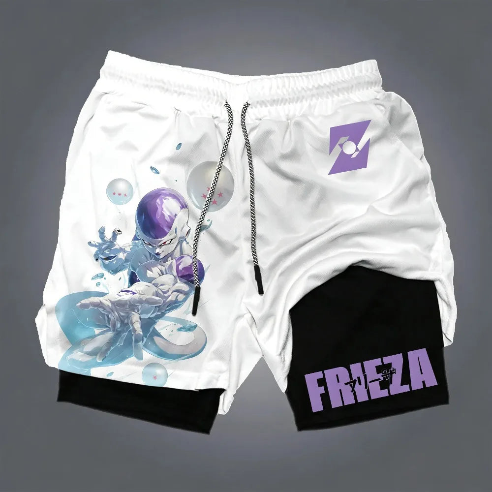 Pantaloni scurți unisex Dragon Ball Goku, stil Harajuku, cu imprimeu anime, produs nou vara 2026, croială lejeră, sport, respirabili, cu uscare rapidă, strat dublu