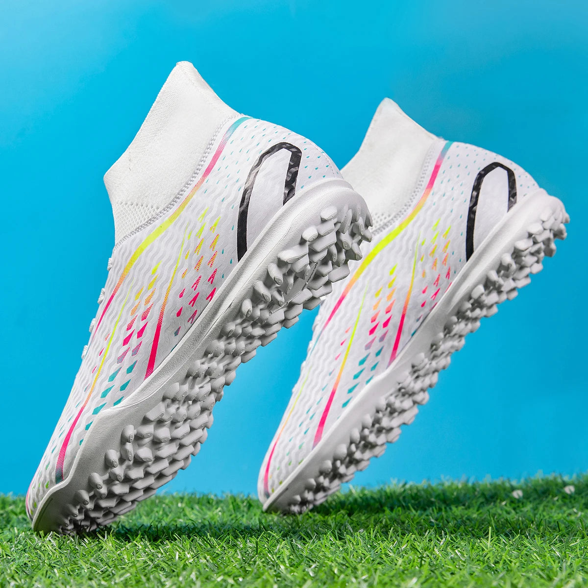 Chaussures de football TF professionnelles pour hommes, femmes et enfants, en PU + tissu respirant, semelle en caoutchouc résistante à l'usure