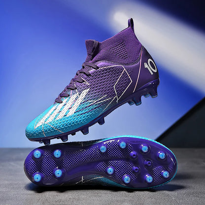 Nouvelles chaussures de football pour hommes, chaussures de sport antidérapantes ultralégères à haute cheville pour l'extérieur, chaussures de futsal antidérapantes pour l'intérieur, chaussures de football de haute qua