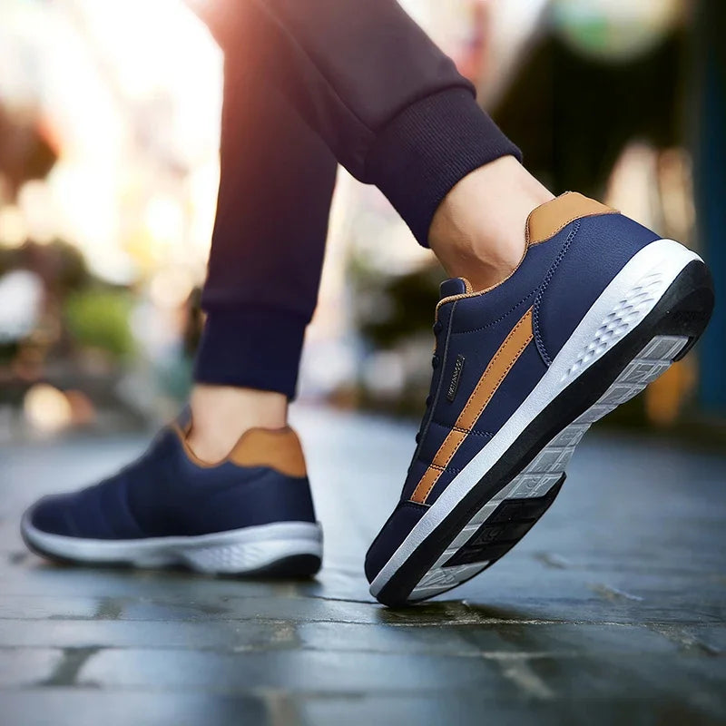 Leather Men's Sneakers Trendy Casual Italian Breathable Leisure Male Sneakers Non-Slip Footwear Men Vulcanized Shoes