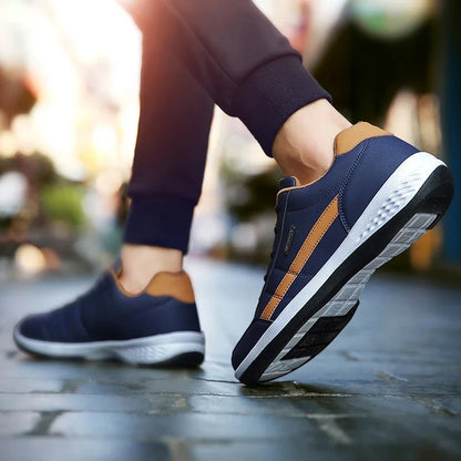Leather Men's Sneakers Trendy Casual Italian Breathable Leisure Male Sneakers Non-Slip Footwear Men Vulcanized Shoes