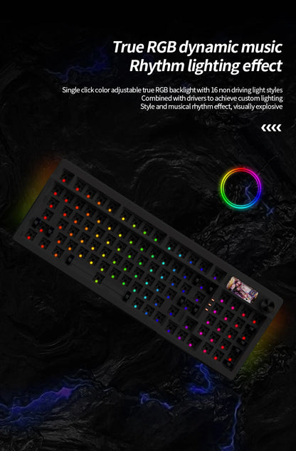 Kit tastiera YINDIAOY95 Hotswap con schermo TFT, retroilluminazione RGB completa, 2.4GHz, Bluetooth wireless, tastiera meccanica custom DIY