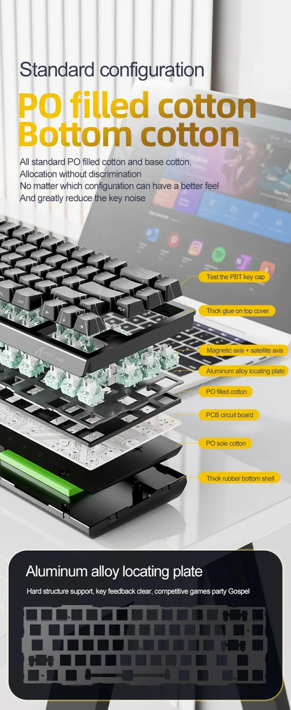 X68HE ATTACK SHARK Magnetic Gaming Keyboard Mechanical Wired for Pro Gaming 0.01mm Rapid Trigger 8000Hz SOCD/Rs 0.125ms 128K Rate