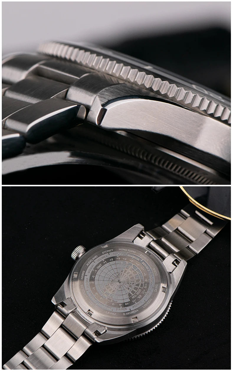 WSD9025 New Men's Automatic Watch Quartz Swiss Movement BGW9 Luminous Bezel 4-Pin GMT 150 Meters Waterproof Diving