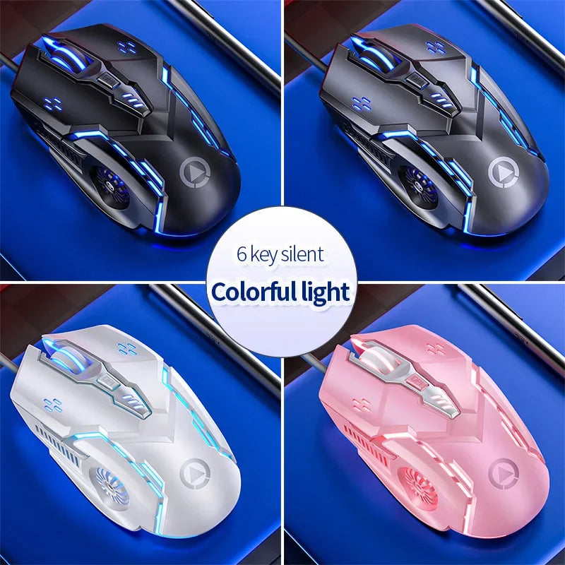 Ratón gaming ergonómico con cable YINDIAO RGB silencioso, retroiluminación LED, 3200dpi, 6 botones, G5 USB, ratón mecánico para PC, portátil y ordenador
