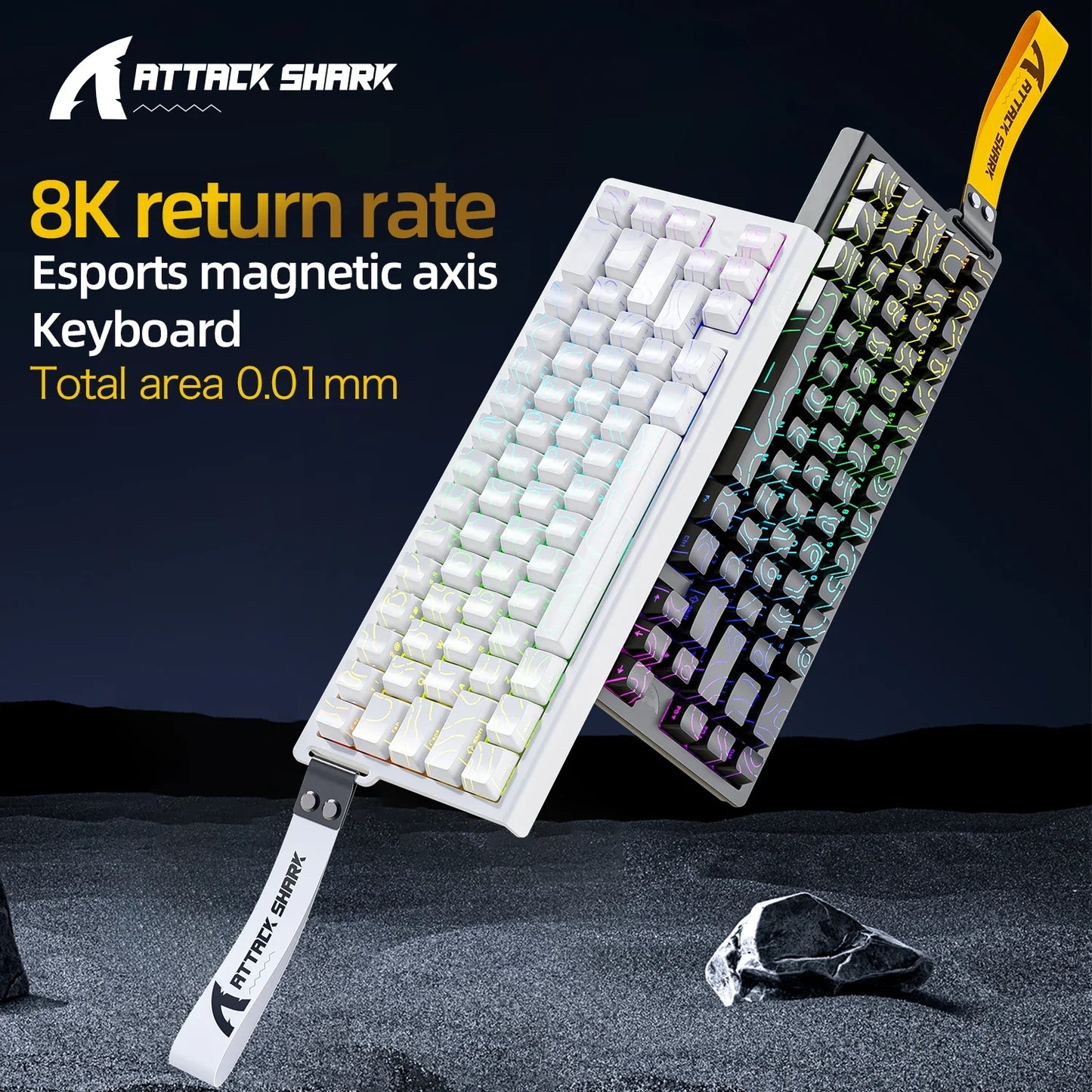 X68HE ATTACK SHARK Magnetic Gaming Keyboard Mechanical Wired for Pro Gaming 0.01mm Rapid Trigger 8000Hz SOCD/Rs 0.125ms 128K Rate