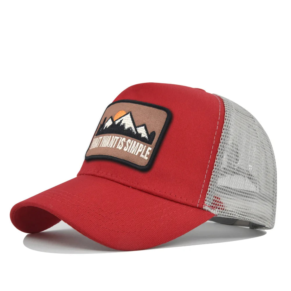 Letter Mesh Breathable Hat Women Men Embroidery Blocking Baseball Cap Sunshade Outdoor Sports Cycling Travel Sun Hat Dad Hat