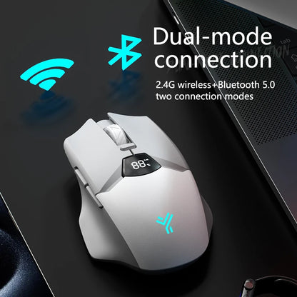 Rato Gaming Sem Fios Warvank SX01 com Ecrã Inteligente, Ajuste DPI de 6 Velocidades, Bateria Recarregável de 600mAh e Bluetooth Silencioso para Escritório