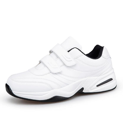 Férfi állítható tépőzáras bőr cipő, alkalmi sportcipő, fehér cipő, Masculino Zapatillas Deportivas Tenis