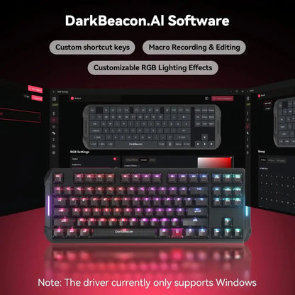 DarKBeacon RGB 87 tasti, tastiera compatta TKL USB cablata, hot-swappable, meccanica silenziosa per Windows, laptop, PC, gaming e lavoro