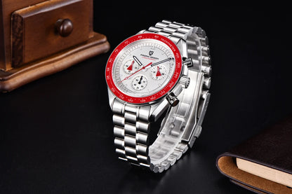 PAGANI DESIGN ‘New Moon’ Men’s Watch – Luxury quartz watch, chronograph, sapphire crystal with anti-reflective coating, ceramic bezel, luminescent hands