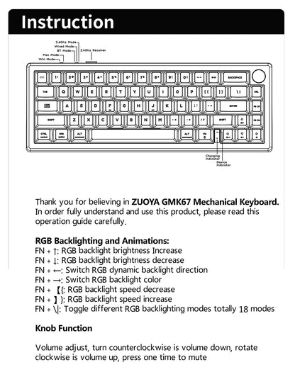 GMK67 Mechanical Keyboard KIT Bluetooth 5.0/2.4G kabelloses/kabelgebundenes Gaming-Keyboard mit Gasket-Mount – anpassbares Keyboard-Kit