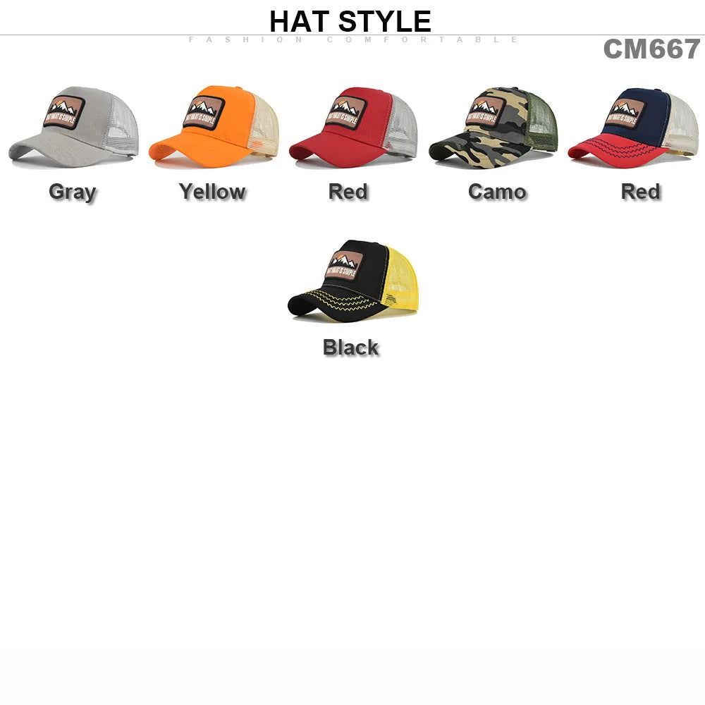 Letter Mesh Breathable Hat Women Men Embroidery Blocking Baseball Cap Sunshade Outdoor Sports Cycling Travel Sun Hat Dad Hat