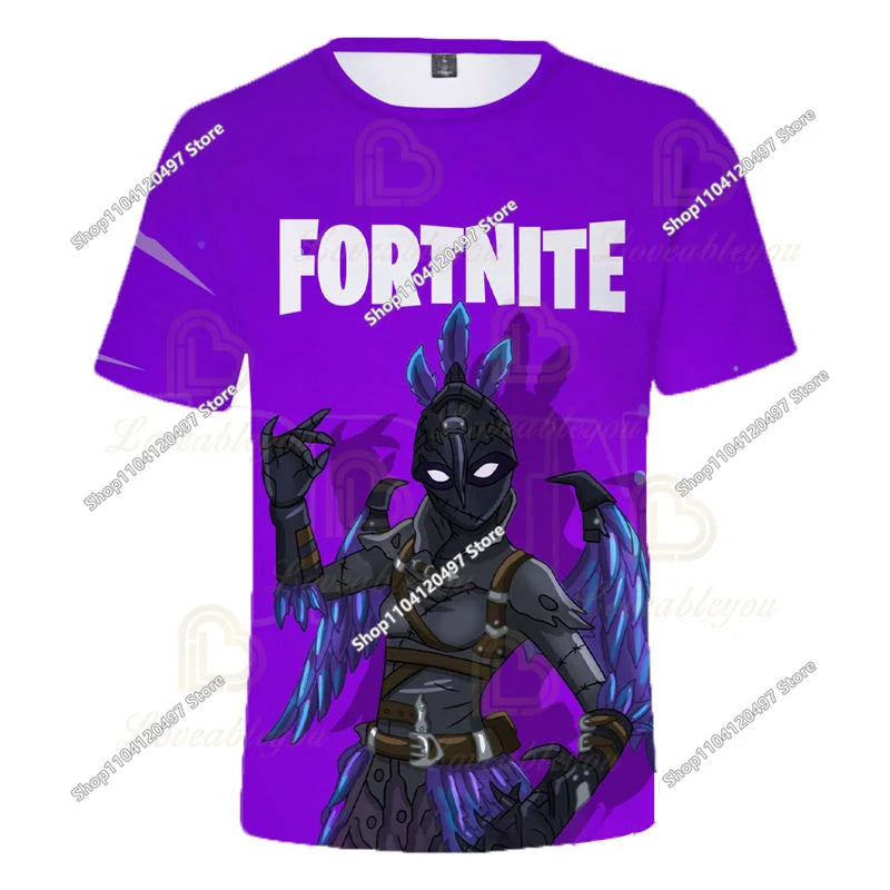 T-shirt de Verão para Criança Battle Royale Fortnite Hero Victory 3D — T-shirt para Rapazes, Raparigas e Bebés