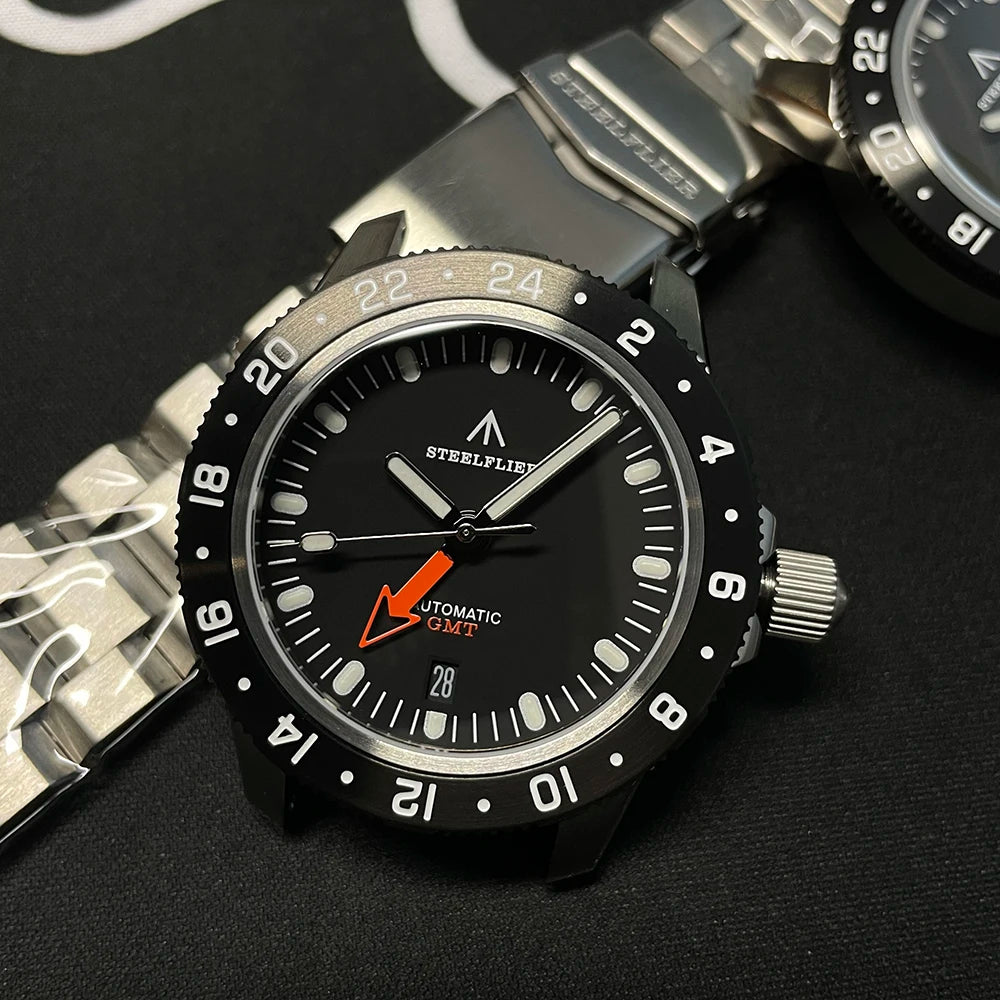 STEELFLIER Official SF793 Luxury GMT Mechanical Wristwatch Steel Bezel NH34 Movement Super Luminous 20Bar Waterproof Dive Watch
