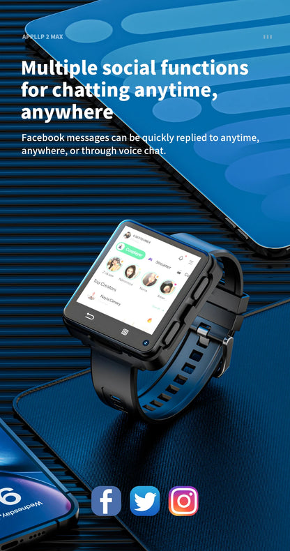 Domars Full Netcom Multi-language Smart Watch 2.64-inch Large Screen 1200mAh Large Battery Video Call APP Downloading