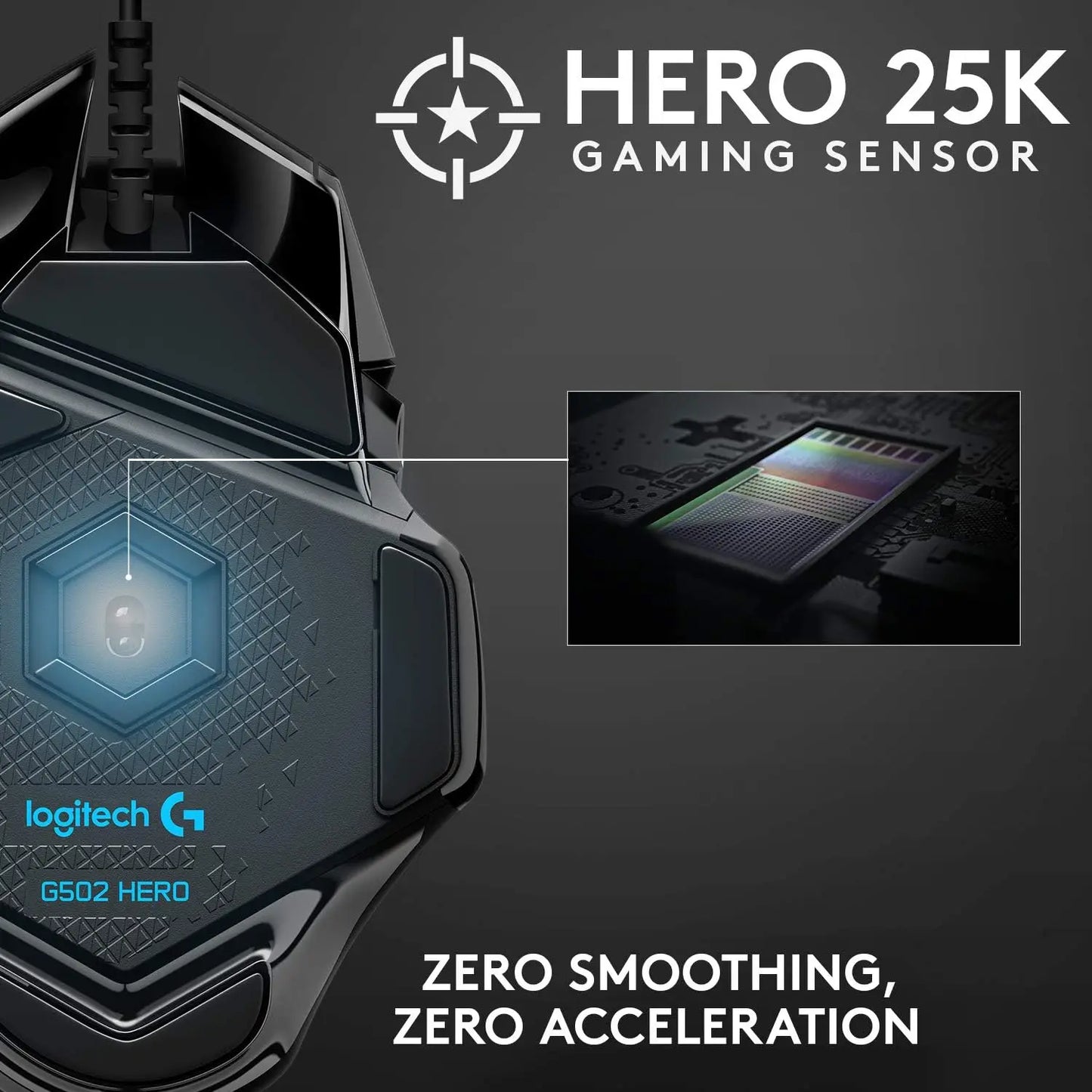Logitech G502 HERO High Performance kabelgebundene Gaming-Maus, HERO 25K Sensor, 25,600 DPI, RGB, anpassbare Gewichte, 11 Tasten, PC/Mac-Maus