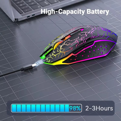 Ratón inalámbrico Bluetooth 2.4GHz recargable con retroiluminación RGB, 1600 DPI, diseño ergonómico, ratón gaming para PC, portátil y Macbook