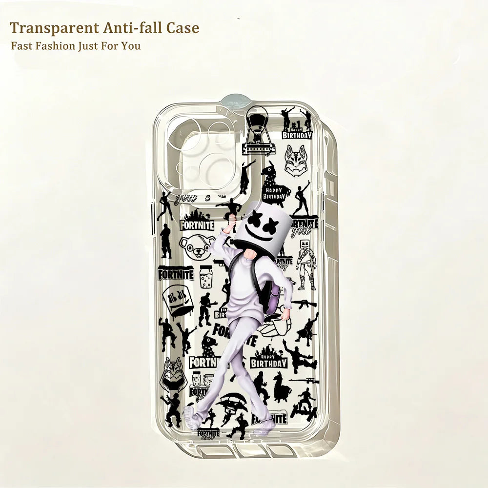 Hot Game Fortnite Phone Case for iPhone 17e 17 16 16e 15 14 13 12 11 Mini Pro Max X XR XS Max 7 8 Air Plus Clear Back Cover
