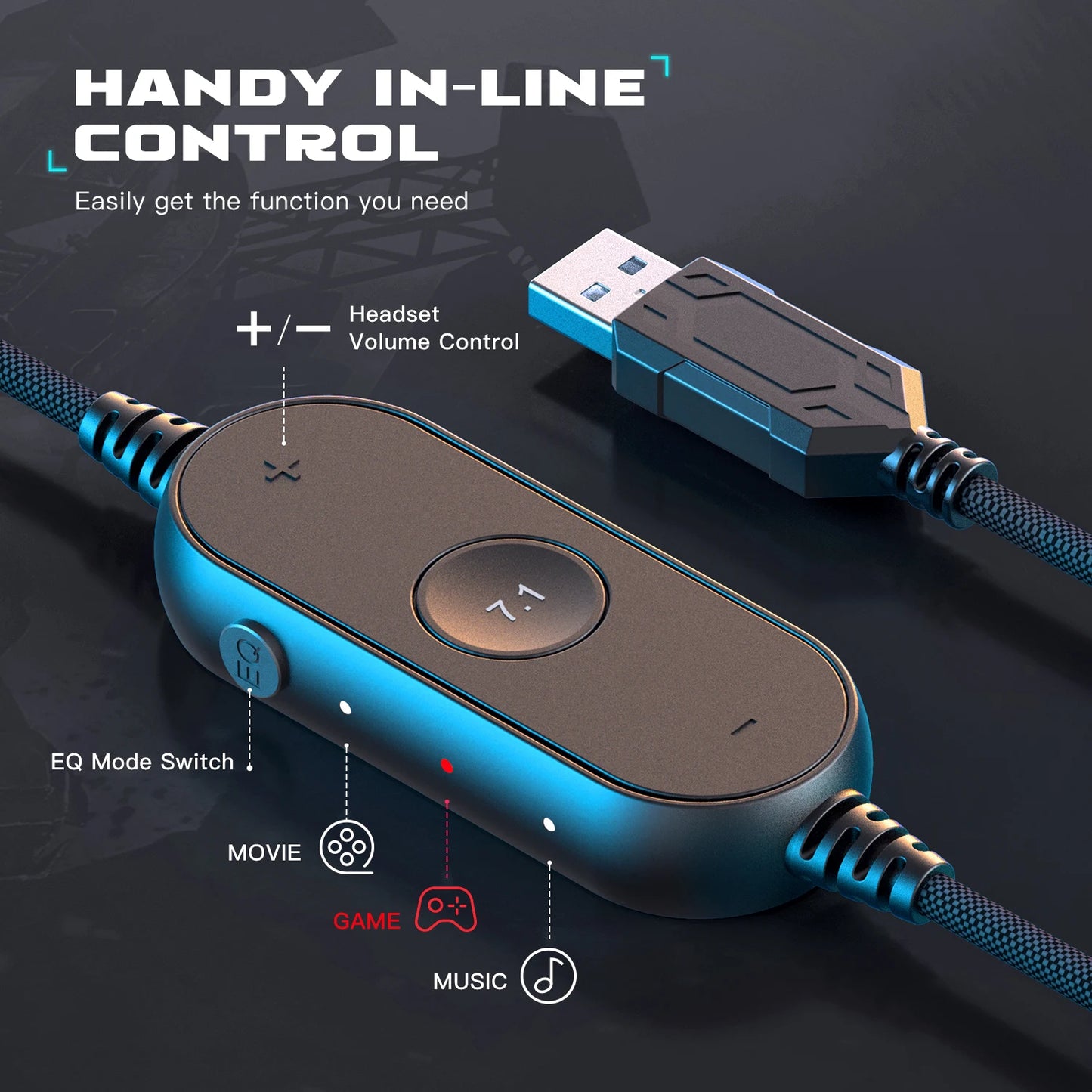 Auriculares gaming RGB FIFINE con micrófono – Auriculares USB circumaurales con cable, sonido envolvente 7.1, para PC, PS4 y PS5, con modos EQ y aislamiento de ruido