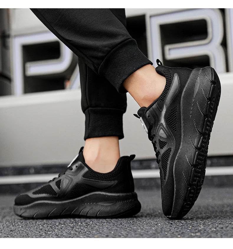 Fashion Platform Men's Running Shoes Trendy Casual Knit Breathable Orange Sneakers Men Outdoor Sports Non-slip Jogging Shoes Man