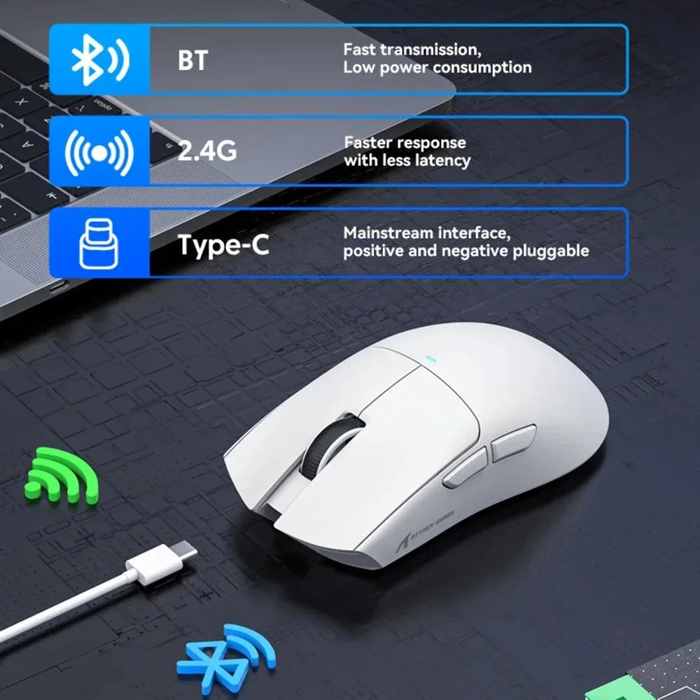 Rato Gaming Sem Fios Ultraligeiro ATTACK SHARK X11SE, vida útil de 20 milhões de ciclos, PAW3311 Gaming, 22KDPI, 400IPS, 40G, 1KHz, 65 horas, 30mAH