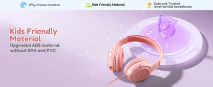 Awatrue Kids Headphones Comfortable Toddler Headsets for School Ideal Gifts for Son Daughter Sound and Safe Listening Experience