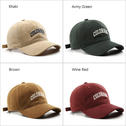 Cotton Baseball Caps for Women and Men Letter “COLORADO” Embroidery Hats Summer Sun Hat Fashion Snapback Cap Unisex