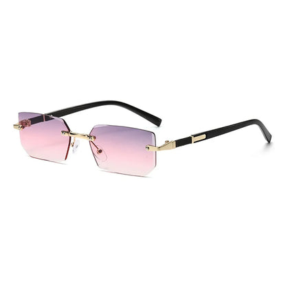 Trendy Rimless Sunglasses for Men Women Fashion Frameless Rectangle Sun Glasses Retro UV400 Shades Summer Goggles Eyewear