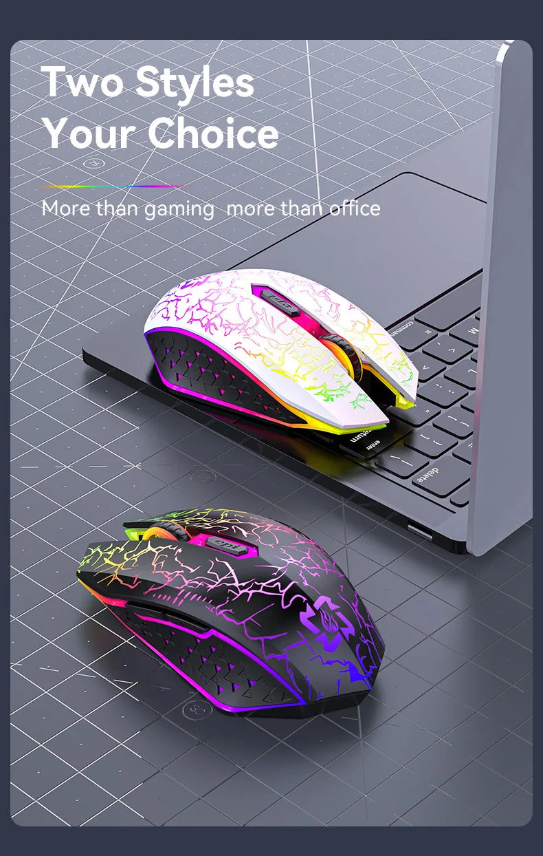 Ratón inalámbrico Bluetooth 2.4GHz recargable con retroiluminación RGB, 1600 DPI, diseño ergonómico, ratón gaming para PC, portátil y Macbook