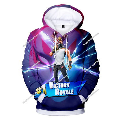 Children's Fortnite Anime Hoodie Men's Streetwear Hip-Hop Sportswear Casual Loose Fit Sweatshirt Outdoor Fashion