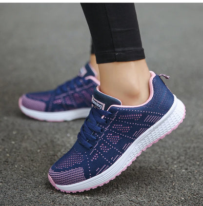 Women's Sneakers 2025 New Fashion Breathable Trainers, Comfortable Sneakers Mesh Fabric Lace-Up, Women's Tennis Shoes