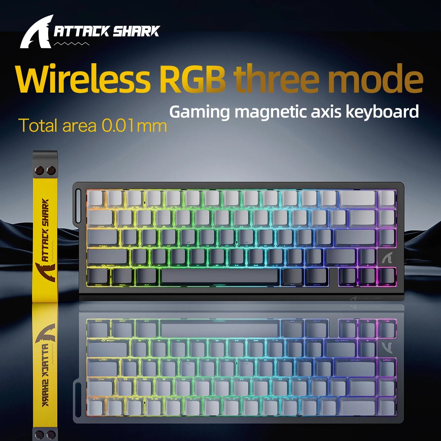 X68HE ATTACK SHARK Magnetic Gaming Keyboard Mechanical Wired for Pro Gaming 0.01mm Rapid Trigger 8000Hz SOCD/Rs 0.125ms 128K Rate