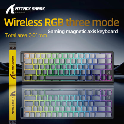 X68HE ATTACK SHARK Magnetic Gaming Keyboard Mechanical Wired for Pro Gaming 0.01mm Rapid Trigger 8000Hz SOCD/Rs 0.125ms 128K Rate